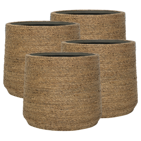 4x Patt Straw Grass handgewebter Pflanzkorb M