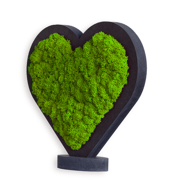 Islandmoos Piktogramm Herz Grün mit Ständer
